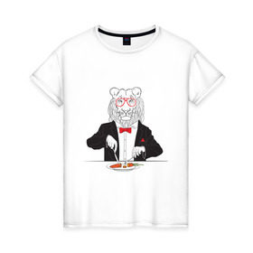 Женская футболка хлопок с принтом Лев вегетарианец в Курске, 100% хлопок | прямой крой, круглый вырез горловины, длина до линии бедер, слегка спущенное плечо | еда | животные | лев | лев вегетарианец | очки | прикольные картинки | хипстер