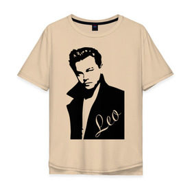 Мужская футболка хлопок Oversize с принтом Леонардо Дикаприо в Курске, 100% хлопок | свободный крой, круглый ворот, “спинка” длиннее передней части | лео