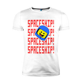 Мужская футболка премиум с принтом Spaceship в Курске, 92% хлопок, 8% лайкра | приталенный силуэт, круглый вырез ворота, длина до линии бедра, короткий рукав | everything is awesome | spaceship | the lego movie | лего | легофильм | фильм
