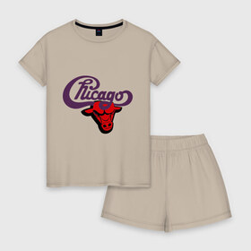 Женская пижама с шортиками хлопок с принтом Чикаго Булс Chicago bulls в Курске, 100% хлопок | футболка прямого кроя, шорты свободные с широкой мягкой резинкой | chicago bulls | swag | бык | чикаго булс