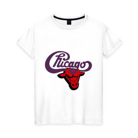 Женская футболка хлопок с принтом Чикаго Булс Chicago bulls в Курске, 100% хлопок | прямой крой, круглый вырез горловины, длина до линии бедер, слегка спущенное плечо | chicago bulls | swag | бык | чикаго булс