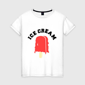 Женская футболка хлопок с принтом Мороженое Ice Cream в Курске, 100% хлопок | прямой крой, круглый вырез горловины, длина до линии бедер, слегка спущенное плечо | 