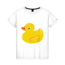Женская футболка хлопок с принтом Утёнок в Курске, 100% хлопок | прямой крой, круглый вырез горловины, длина до линии бедер, слегка спущенное плечо | детям | животные | кря | птица | утёнок