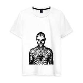 Мужская футболка хлопок с принтом Зомби-бой - Татуировки - Модный дизайн в Курске, 100% хлопок | прямой крой, круглый вырез горловины, длина до линии бедер, слегка спущенное плечо. | зомби | татуировки
