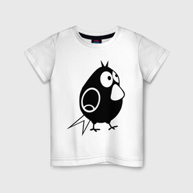 Детская футболка хлопок с принтом Забавная птичка в Курске, 100% хлопок | круглый вырез горловины, полуприлегающий силуэт, длина до линии бедер | воробей | животные | забавная птичка | прикольные картинки
