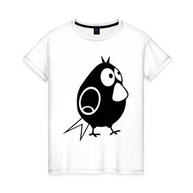Женская футболка хлопок с принтом Забавная птичка в Курске, 100% хлопок | прямой крой, круглый вырез горловины, длина до линии бедер, слегка спущенное плечо | воробей | животные | забавная птичка | прикольные картинки