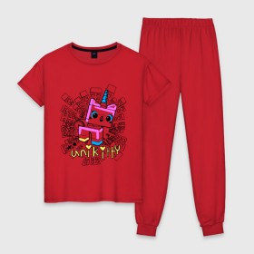 Женская пижама хлопок с принтом Unikitty в Курске, 100% хлопок | брюки и футболка прямого кроя, без карманов, на брюках мягкая резинка на поясе и по низу штанин | lego | lego movie | movie | unikitty | лего фильм