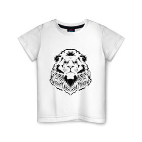 Детская футболка хлопок с принтом Лев силуэт в Курске, 100% хлопок | круглый вырез горловины, полуприлегающий силуэт, длина до линии бедер | животные | лев | лев силуэт | прикольные картинки
