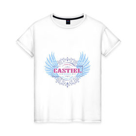 Женская футболка хлопок с принтом Кастиэль - сериал Сверхъестественное в Курске, 100% хлопок | прямой крой, круглый вырез горловины, длина до линии бедер, слегка спущенное плечо | 