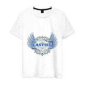 Мужская футболка хлопок с принтом Ангел Кастиэль - Сверхъестественное в Курске, 100% хлопок | прямой крой, круглый вырез горловины, длина до линии бедер, слегка спущенное плечо. | ангел кастиэль | сверхъестественное | сериалы