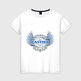 Женская футболка хлопок с принтом Ангел Кастиэль - Сверхъестественное в Курске, 100% хлопок | прямой крой, круглый вырез горловины, длина до линии бедер, слегка спущенное плечо | ангел кастиэль | сверхъестественное | сериалы
