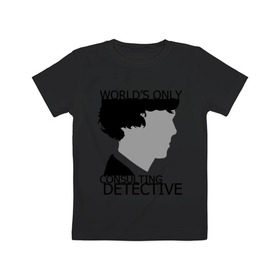 Детская футболка хлопок с принтом Sherlock Detective в Курске, 100% хлопок | круглый вырез горловины, полуприлегающий силуэт, длина до линии бедер | sherlock detective | кино | мультфильмы и тв 
подкатегория: | сыщик | холмс | хомс