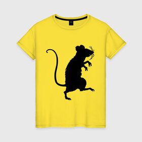 Женская футболка хлопок с принтом Силуэт крысы в Курске, 100% хлопок | прямой крой, круглый вырез горловины, длина до линии бедер, слегка спущенное плечо | животные | крыса | мышь | силуэт крысы | хомяк