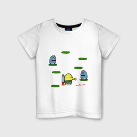 Детская футболка хлопок с принтом Doodle Jump в Курске, 100% хлопок | круглый вырез горловины, полуприлегающий силуэт, длина до линии бедер | doodle jump | дудл жамп | игры | мобильные игры