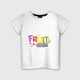 Детская футболка хлопок с принтом Fruit Ninja в Курске, 100% хлопок | круглый вырез горловины, полуприлегающий силуэт, длина до линии бедер | Тематика изображения на принте: fruit ninja | игры | мобильные игры | ниньзя | фруктовый ниньзя | фрукты