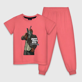 Детская пижама хлопок с принтом GTA San Andreas в Курске, 100% хлопок |  брюки и футболка прямого кроя, без карманов, на брюках мягкая резинка на поясе и по низу штанин
 | gta | gta san andreas | gtasa | мобильные игры
