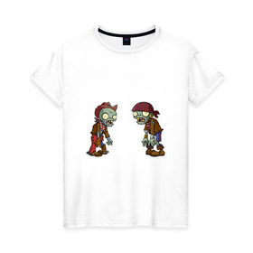 Женская футболка хлопок с принтом Зомби против Растений в Курске, 100% хлопок | прямой крой, круглый вырез горловины, длина до линии бедер, слегка спущенное плечо | зомби