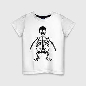 Детская футболка хлопок с принтом Пингвин скелет в Курске, 100% хлопок | круглый вырез горловины, полуприлегающий силуэт, длина до линии бедер | пингвин | скелет