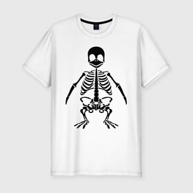 Мужская футболка премиум с принтом Пингвин скелет в Курске, 92% хлопок, 8% лайкра | приталенный силуэт, круглый вырез ворота, длина до линии бедра, короткий рукав | пингвин | скелет