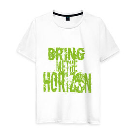 Мужская футболка хлопок с принтом Bring me the horizon logo в Курске, 100% хлопок | прямой крой, круглый вырез горловины, длина до линии бедер, слегка спущенное плечо. | bring me to horizon | hardcore | kubana 2014 | кубана | лого | музыка | с группами | фестиваль | череп