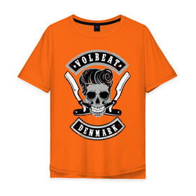 Мужская футболка хлопок Oversize с принтом Volbeat в Курске, 100% хлопок | свободный крой, круглый ворот, “спинка” длиннее передней части | denmark | kubana | volbeat | бритвы | кубана | олдскул | рок | рокабилли | с группами | череп