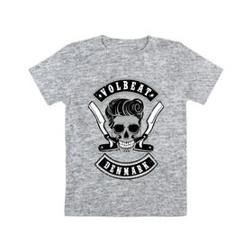 Детская футболка хлопок с принтом Volbeat в Курске, 100% хлопок | круглый вырез горловины, полуприлегающий силуэт, длина до линии бедер | denmark | kubana | volbeat | бритвы | кубана | олдскул | рок | рокабилли | с группами | череп