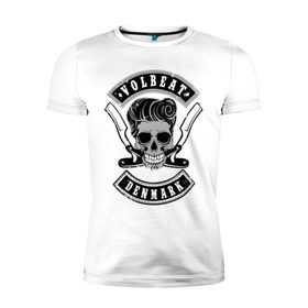 Мужская футболка премиум с принтом Volbeat в Курске, 92% хлопок, 8% лайкра | приталенный силуэт, круглый вырез ворота, длина до линии бедра, короткий рукав | denmark | kubana | volbeat | бритвы | кубана | олдскул | рок | рокабилли | с группами | череп