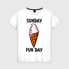 Женская футболка хлопок с принтом Рожок в Курске, 100% хлопок | прямой крой, круглый вырез горловины, длина до линии бедер, слегка спущенное плечо | sunday fun day | воскресенье веселый день