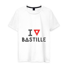 Мужская футболка хлопок с принтом Bastille в Курске, 100% хлопок | прямой крой, круглый вырез горловины, длина до линии бедер, слегка спущенное плечо. | bastille | pop rock | rock | альтернатива | инди рок | музыка | поп рок | рок | сердце | треугольник | я люблю