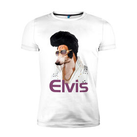 Мужская футболка премиум с принтом Elvis в Курске, 92% хлопок, 8% лайкра | приталенный силуэт, круглый вырез ворота, длина до линии бедра, короткий рукав | Тематика изображения на принте: 