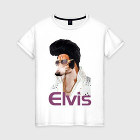 Женская футболка хлопок с принтом Elvis в Курске, 100% хлопок | прямой крой, круглый вырез горловины, длина до линии бедер, слегка спущенное плечо | 