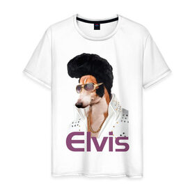 Мужская футболка хлопок с принтом Elvis в Курске, 100% хлопок | прямой крой, круглый вырез горловины, длина до линии бедер, слегка спущенное плечо. | 