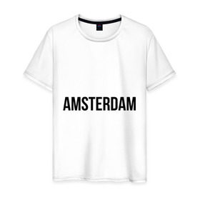 Мужская футболка хлопок с принтом Amsterdam в Курске, 100% хлопок | прямой крой, круглый вырез горловины, длина до линии бедер, слегка спущенное плечо. | amsterdam | амстердам | голландия | туристические