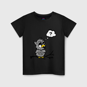 Детская футболка хлопок с принтом Птичка сидит на веточке в Курске, 100% хлопок | круглый вырез горловины, полуприлегающий силуэт, длина до линии бедер | веточка | животные | птичка | сидит