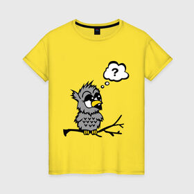 Женская футболка хлопок с принтом Птичка сидит на веточке в Курске, 100% хлопок | прямой крой, круглый вырез горловины, длина до линии бедер, слегка спущенное плечо | веточка | животные | птичка | сидит