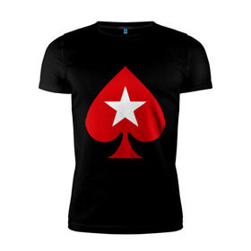 Мужская футболка премиум с принтом Покер Пики Poker Stars в Курске, 92% хлопок, 8% лайкра | приталенный силуэт, круглый вырез ворота, длина до линии бедра, короткий рукав | игры | карты | покер | покер пики poker stars