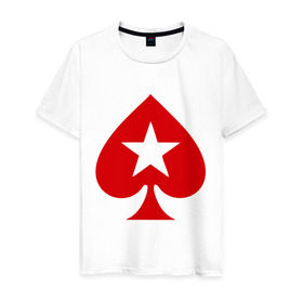 Мужская футболка хлопок с принтом Покер Пики Poker Stars в Курске, 100% хлопок | прямой крой, круглый вырез горловины, длина до линии бедер, слегка спущенное плечо. | игры | карты | покер | покер пики poker stars