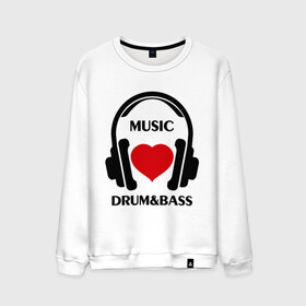 Мужской свитшот хлопок с принтом Любимая музыка - Drum&Bass в Курске, 100% хлопок |  | dj | rnb | клубные | любимая музыка | музыка | наушники | сердечко