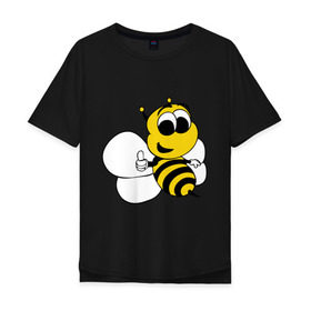 Мужская футболка хлопок Oversize с принтом Пчёлка в Курске, 100% хлопок | свободный крой, круглый ворот, “спинка” длиннее передней части | животные | прикольные картинки | пчёлка | шмель