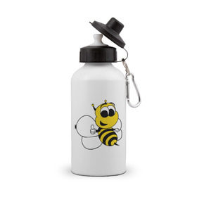 Бутылка спортивная с принтом Пчёлка в Курске, металл | емкость — 500 мл, в комплекте две пластиковые крышки и карабин для крепления | животные | прикольные картинки | пчёлка | шмель