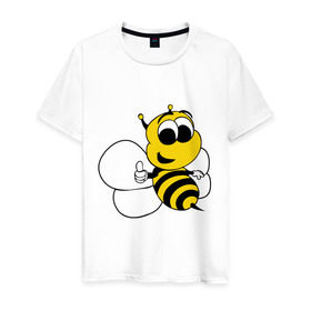Мужская футболка хлопок с принтом Пчёлка в Курске, 100% хлопок | прямой крой, круглый вырез горловины, длина до линии бедер, слегка спущенное плечо. | животные | прикольные картинки | пчёлка | шмель