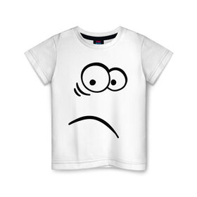 Детская футболка хлопок с принтом Ошеломленная рожица в Курске, 100% хлопок | круглый вырез горловины, полуприлегающий силуэт, длина до линии бедер | smile | прикольная мордочка | рожа | рожица | смайл | смайлик | удивленная рожица
