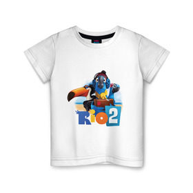 Детская футболка хлопок с принтом Рио 2 в Курске, 100% хлопок | круглый вырез горловины, полуприлегающий силуэт, длина до линии бедер | голубчик | жемчужинка | мультик | мультфильм | попугай | рафаэль | рио | рио 2