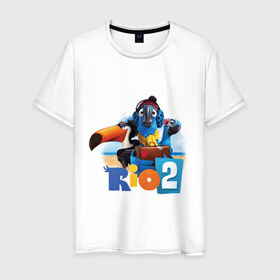 Мужская футболка хлопок с принтом Рио 2 в Курске, 100% хлопок | прямой крой, круглый вырез горловины, длина до линии бедер, слегка спущенное плечо. | голубчик | жемчужинка | мультик | мультфильм | попугай | рафаэль | рио | рио 2