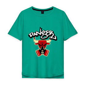 Мужская футболка хлопок Oversize с принтом Чикаго Булс Danger Chicago Bulls в Курске, 100% хлопок | свободный крой, круглый ворот, “спинка” длиннее передней части | chicago bulls | swag | булс danger | бык | чикаго