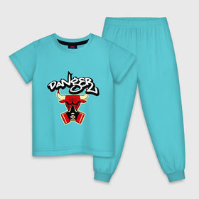 Детская пижама хлопок с принтом Чикаго Булс Danger Chicago Bulls в Курске, 100% хлопок |  брюки и футболка прямого кроя, без карманов, на брюках мягкая резинка на поясе и по низу штанин
 | chicago bulls | swag | булс danger | бык | чикаго