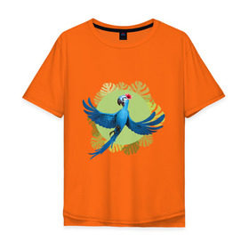 Мужская футболка хлопок Oversize с принтом Жемчужинка в Курске, 100% хлопок | свободный крой, круглый ворот, “спинка” длиннее передней части | ара | жемчужинка | мультик | мяльтяшки | птица | рио | рио 2 | синий попугай