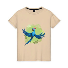 Женская футболка хлопок с принтом Жемчужинка в Курске, 100% хлопок | прямой крой, круглый вырез горловины, длина до линии бедер, слегка спущенное плечо | ара | жемчужинка | мультик | мяльтяшки | птица | рио | рио 2 | синий попугай