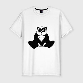 Мужская футболка премиум с принтом Уставшая панда в Курске, 92% хлопок, 8% лайкра | приталенный силуэт, круглый вырез ворота, длина до линии бедра, короткий рукав | панда