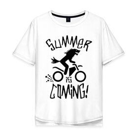 Мужская футболка хлопок Oversize с принтом лето близко в Курске, 100% хлопок | свободный крой, круглый ворот, “спинка” длиннее передней части | автомобильные | велик | волк | лето близко | мотоциклы | пес